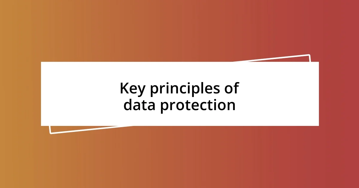 Key principles of data protection